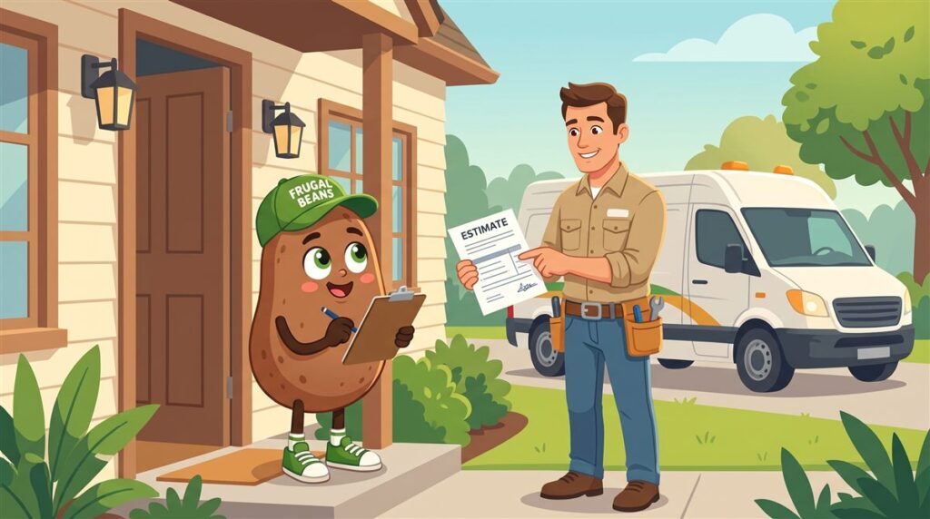 Bo asks a contractor questions about a written estimate before a contractor quote comparison