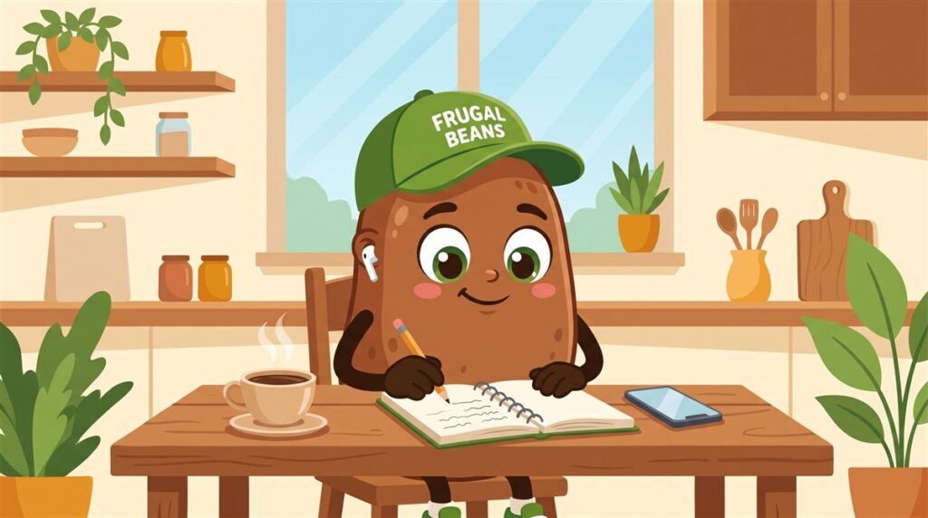 Bo takes notes in a notebook while listening to personal finance podcasts with earbuds