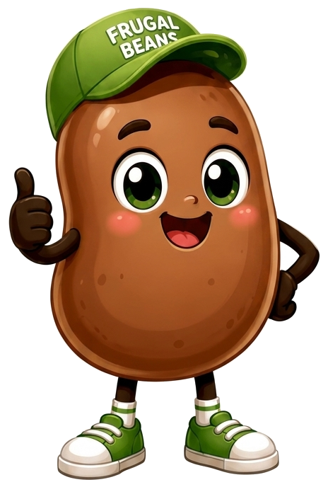 Bo, the Frugal Beans bean, giving a thumbs-up