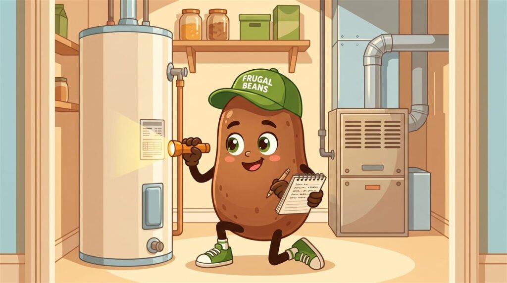 Bo checking a water heater data plate to learn how long do appliances last in his home