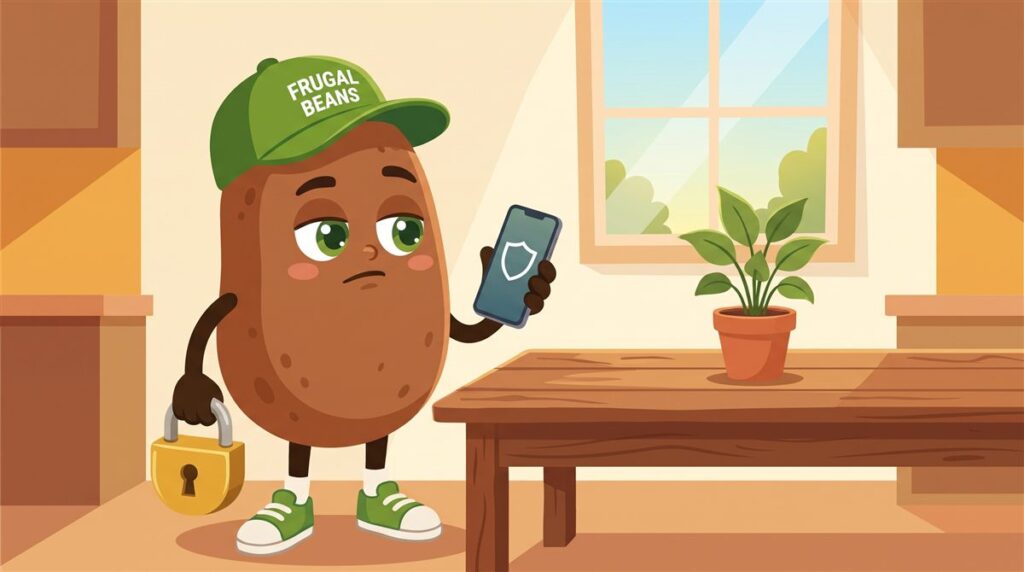 Bo holds a padlock and a phone, thinking about budgeting app privacy before linking a bank account