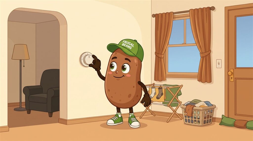 Bo adjusts the thermostat a few degrees to lower home energy costs